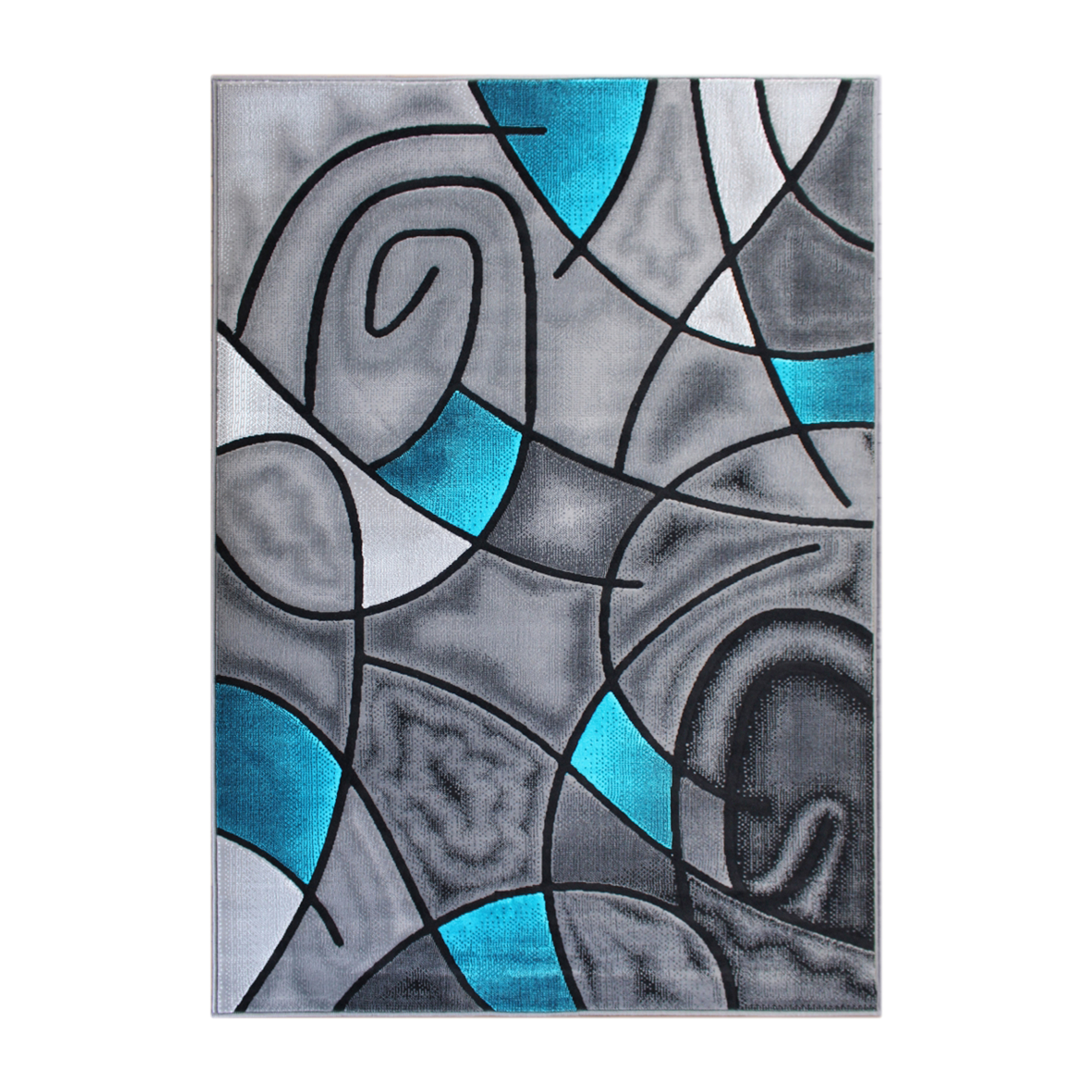 Flash Furniture ACD-RGTRZ860-69-TQ-GG Jubilee Collection 6' x 9' Turquoise Abstract Area Rug, Olefin with Jute Backing