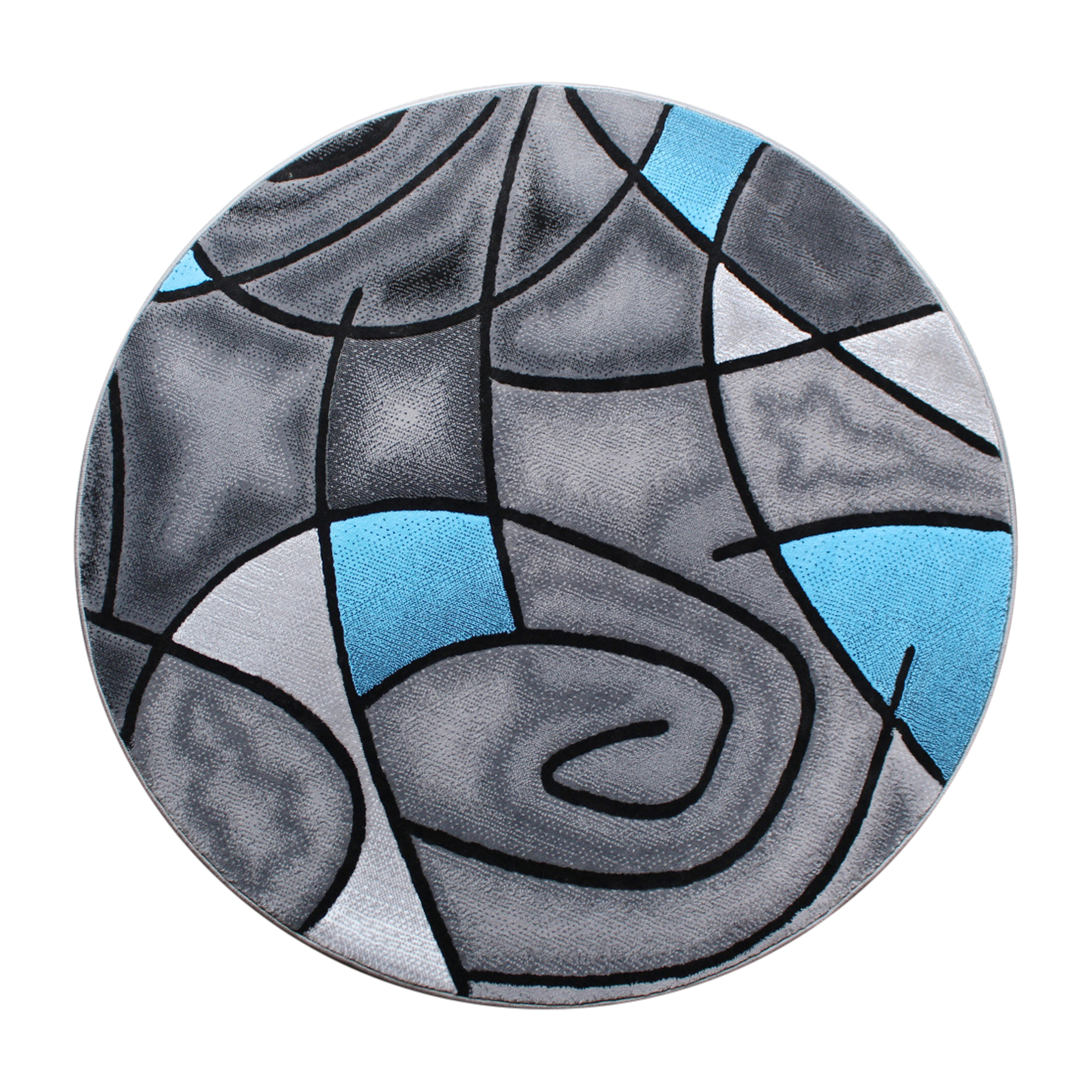 Flash Furniture ACD-RGTRZ860-77-RD-GG Jubilee Collection 7' x 7' Round Red Abstract Area Rug, Olefin with Jute Backing