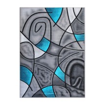 Flash Furniture ACD-RGTRZ860-810-TQ-GG Jubilee Collection 8' x 10' Turquoise Abstract Area Rug, Olefin with Jute Backing