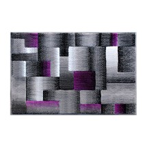 Flash Furniture ACD-RGTRZ861-23-PU-GG Elio Collection 2' x 3' Purple Color Blocked Area Rug, Olefin with Jute Backing