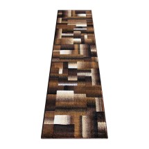 Flash Furniture ACD-RGTRZ861-27-CO-GG Elio Collection 2' x 7' Chocolate Color Blocked Area Rug, Olefin with Jute Backing