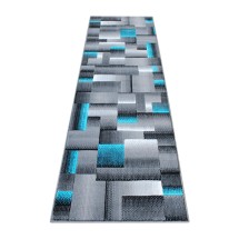 Flash Furniture ACD-RGTRZ861-27-TQ-GG Elio Collection 2' x 7' Turquoise Color Blocked Area Rug, Olefin with Jute Backing