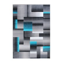 Flash Furniture ACD-RGTRZ861-57-TQ-GG Elio Collection 5' x 7' Turquoise Color Blocked Area Rug, Olefin with Jute Backing