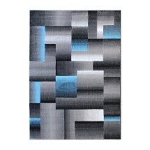 Flash Furniture ACD-RGTRZ861-69-BL-GG Elio Collection 6' x 9' Blue Color Blocked Area Rug, Olefin with Jute Backing