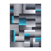 Flash Furniture ACD-RGTRZ861-69-TQ-GG Elio Collection 6' x 9' Turquoise Color Blocked Area Rug, Olefin with Jute Backing