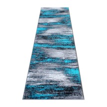 Flash Furniture ACD-RGTRZ863-27-TQ-GG Rylan Collection 2' x 7' Turquoise Abstract Area Rug-Olefin Rug with Jute Backing