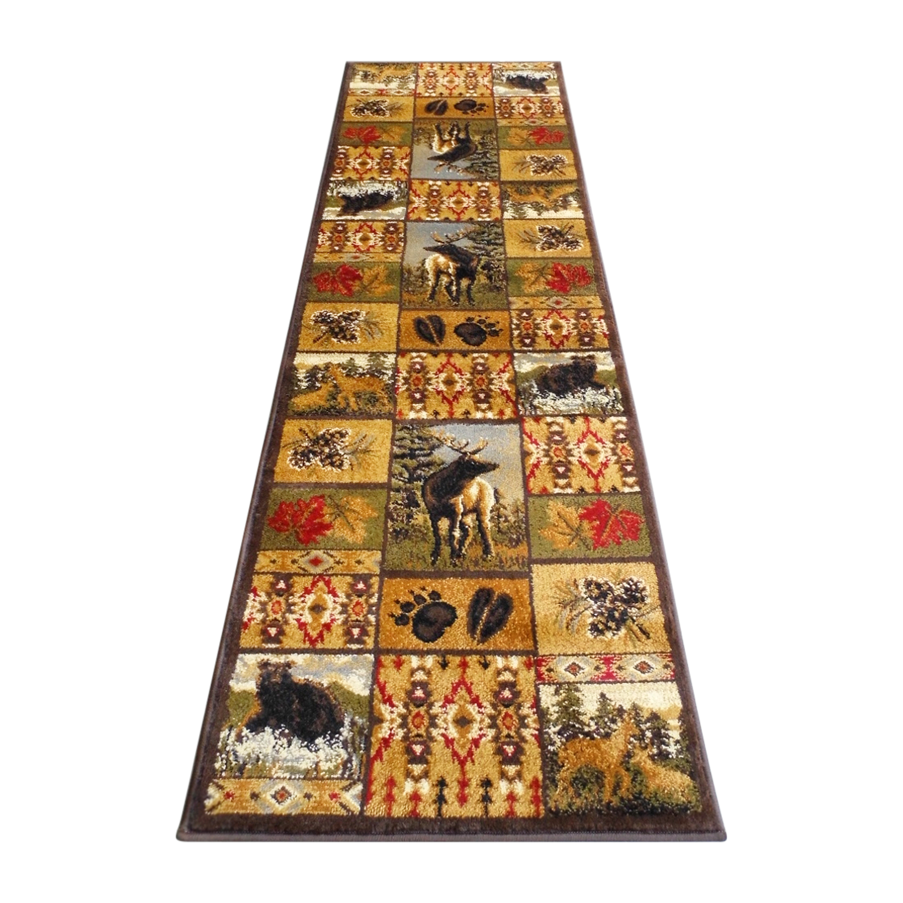 Flash Furniture ACD-RGZ876038-27-BN-GG Gaylord Collection Beige 2' x 7' Wilderness Bear and Moose Area Rug with Jute Backing