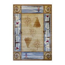 Flash Furniture ACD-RGZ876345-57-BG-GG Sovalye Collection Beige Nautical Themed 5' x 7' Area Rug with Jute Backing