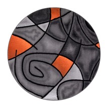 Flash Furniture ACD-TZ-860-5R-OR-GG Jubilee Collection 5' x 5' Round Orange Abstract Area Rug, Olefin with Jute Backing