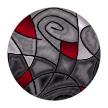 Flash Furniture ACD-TZ-860-7R-RD-GG Jubilee Collection 7' x 7' Round Red Abstract Area Rug, Olefin with Jute Backing
