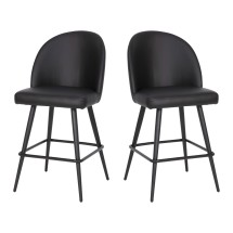 Flash Furniture AY-1026H-26-BK-GG Black LeatherSoft High Back Modern Armless 26&quot; Counter Stool with Contoured Backrest, Set of 2