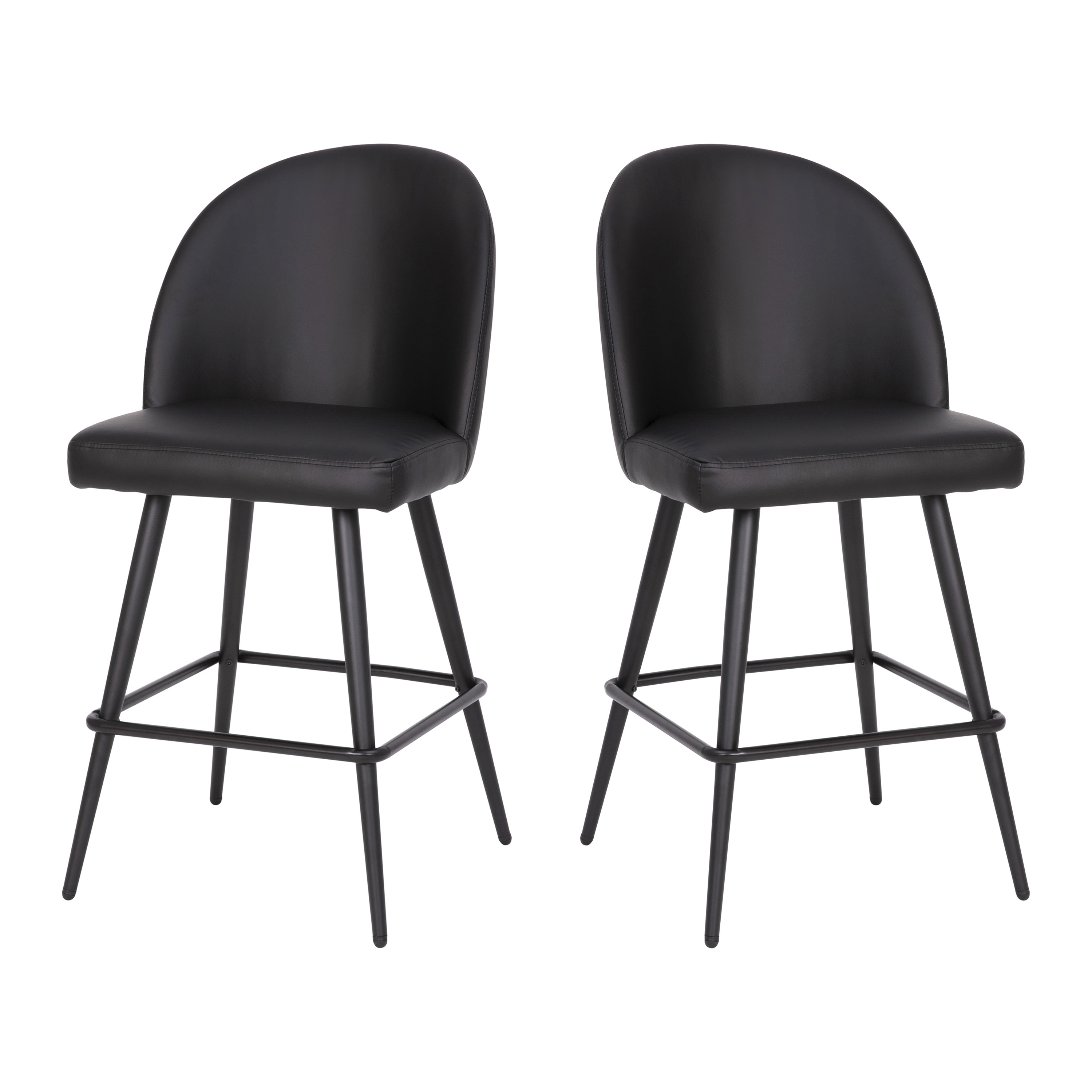 Flash Furniture AY-1026H-26-BK-GG Black LeatherSoft High Back Modern Armless 26" Counter Stool with Contoured Backrest, Set of 2