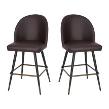 Flash Furniture AY-1026H-26-BR-GG Brown LeatherSoft High Back Modern Armless 26" Counter Stool with Contoured Backrest,,, Set of 2