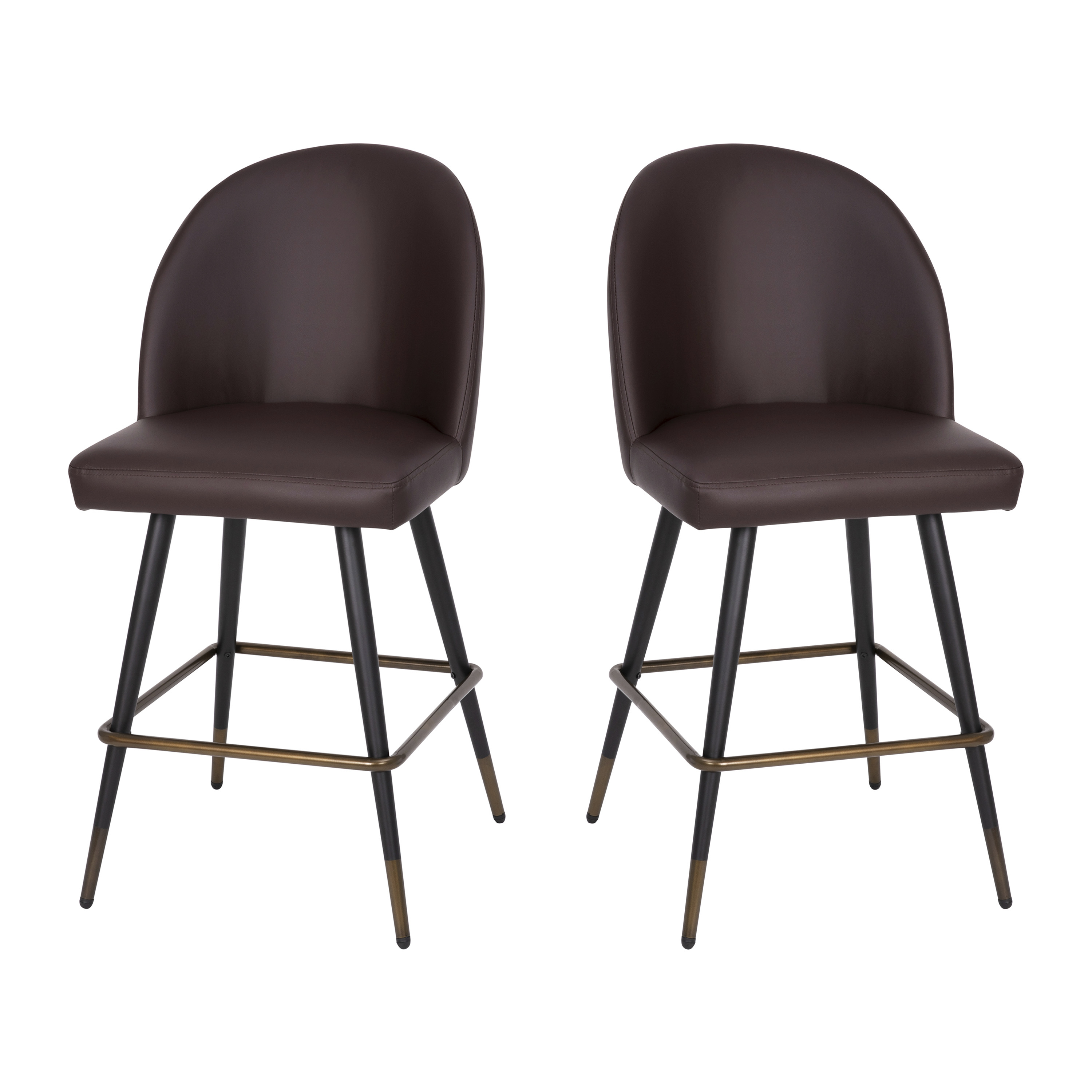 Flash Furniture AY-1026H-26-BR-GG Brown LeatherSoft High Back Modern Armless 26" Counter Stool with Contoured Backrest,,, Set of 2