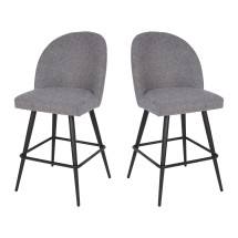 Flash Furniture AY-1026H-26-GYFAB-GG Gray Faux Linen High Back Modern Armless 26&quot; Counter Stool with Contoured Backrest, Set of 2