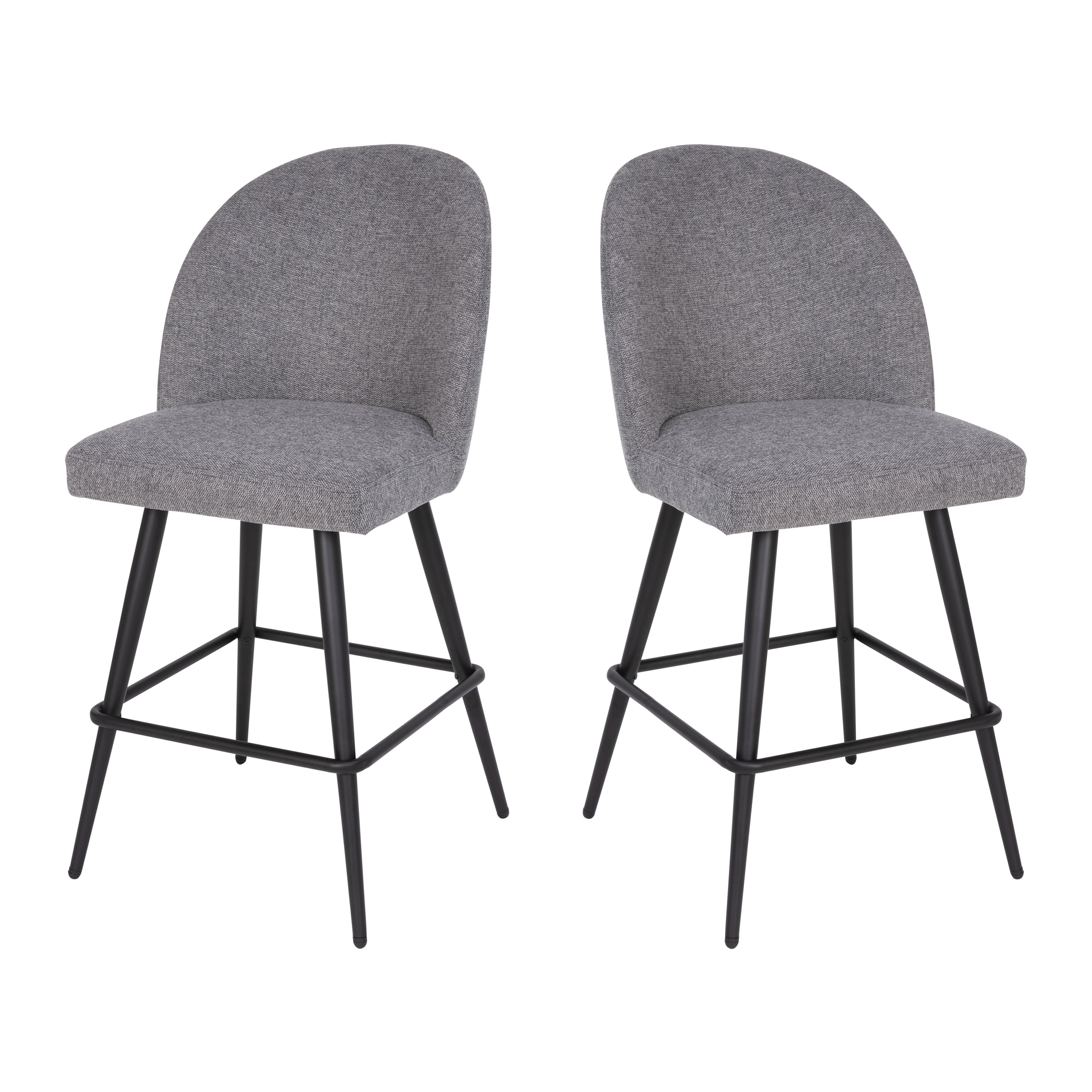Flash Furniture AY-1026H-26-GYFAB-GG Gray Faux Linen High Back Modern Armless 26" Counter Stool with Contoured Backrest, Set of 2