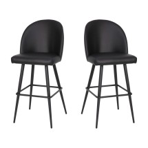 Flash Furniture AY-1026H-30-BK-GG Black LeatherSoft High Back Modern Armless 30&quot; Bar Stool with Contoured Backrest,, Set of 2