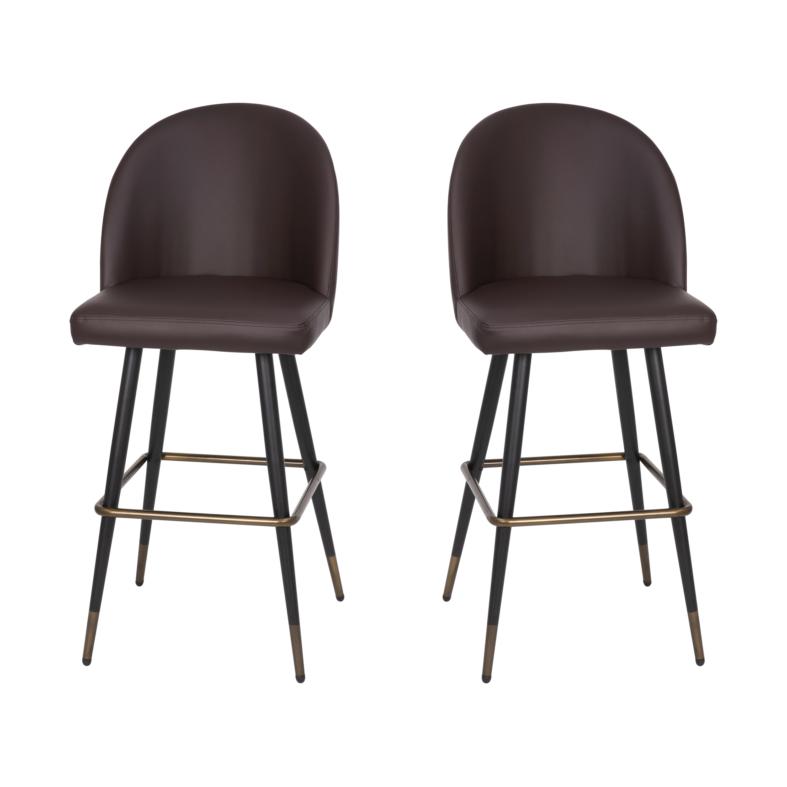 Flash Furniture AY-1026H-30-BR-GG Brown LeatherSoft High Back Modern Armless 30" Bar Stool with Contoured Backrest, Set of 2