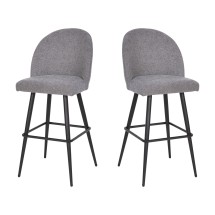 Flash Furniture AY-1026H-30-GYFAB-GG Gray Faux Linen High Back Modern Armless 30&quot; Bar Stool with Contoured Backrest, Set of 2