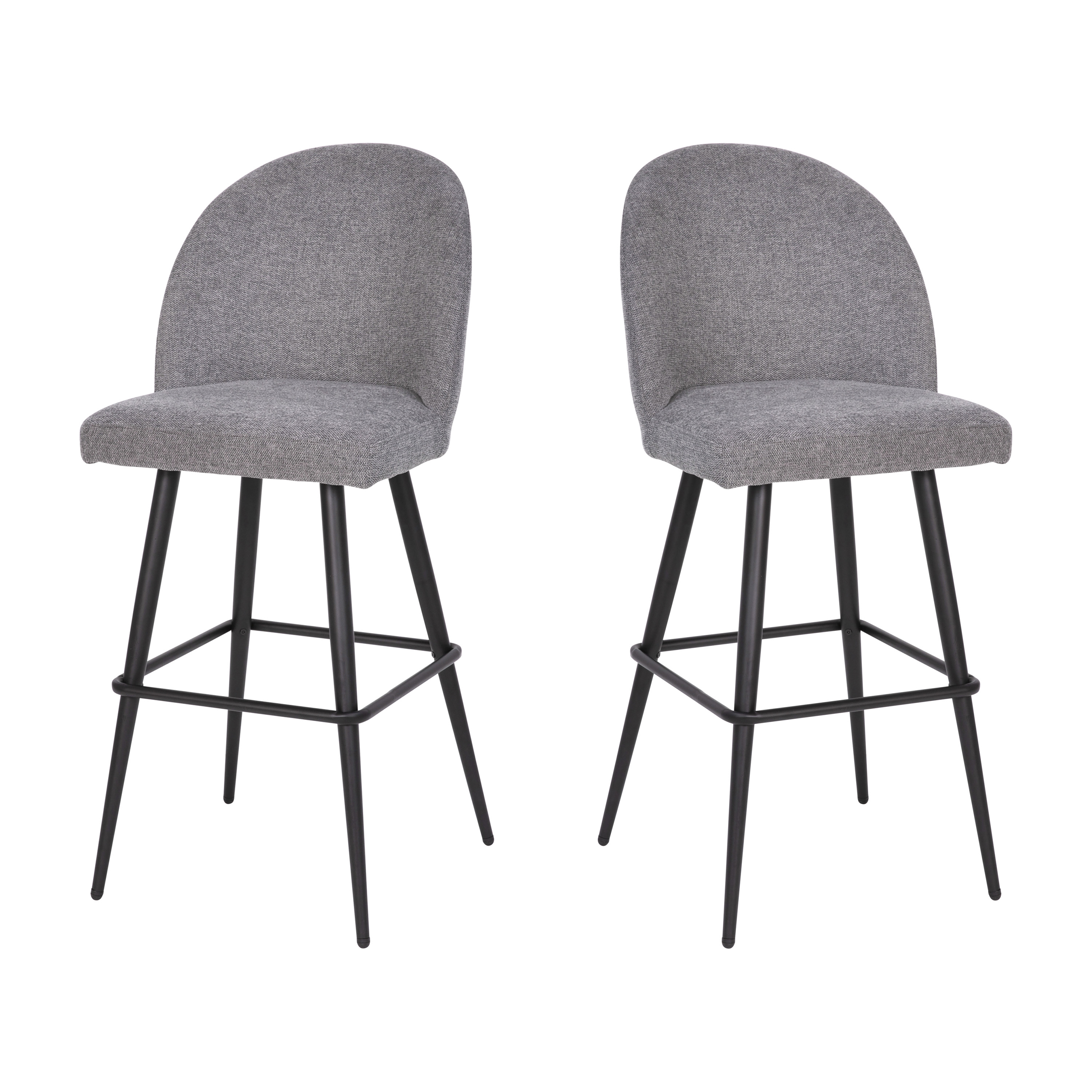 Flash Furniture AY-1026H-30-GYFAB-GG Gray Faux Linen High Back Modern Armless 30" Bar Stool with Contoured Backrest, Set of 2