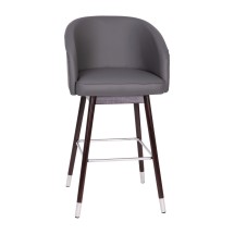 Flash Furniture AY-1928-30-GY-GG Mid-Back Modern 30" Bar Stool with Beechwood Legs and Curved Back, Gray LeatherSoft/Silver Accents