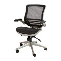 Flash Furniture BL-8801X-BK-GR-GG Mid-Back Transparent Black Mesh Executive Swivel Office Chair with Graphite Silver Frame and Flip-Up Arms