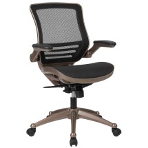 Flash Furniture BL-8801X-GG Mid-Back Transparent Black Mesh Executive Swivel Office Chair with Melrose Gold Frame and Flip-Up Arms