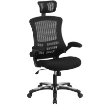 Flash Furniture BL-X-5H-GG High-Back Black Mesh Swivel Ergonomic Executive Office Chair with Flip-Up Arms and Adjustable Headrest