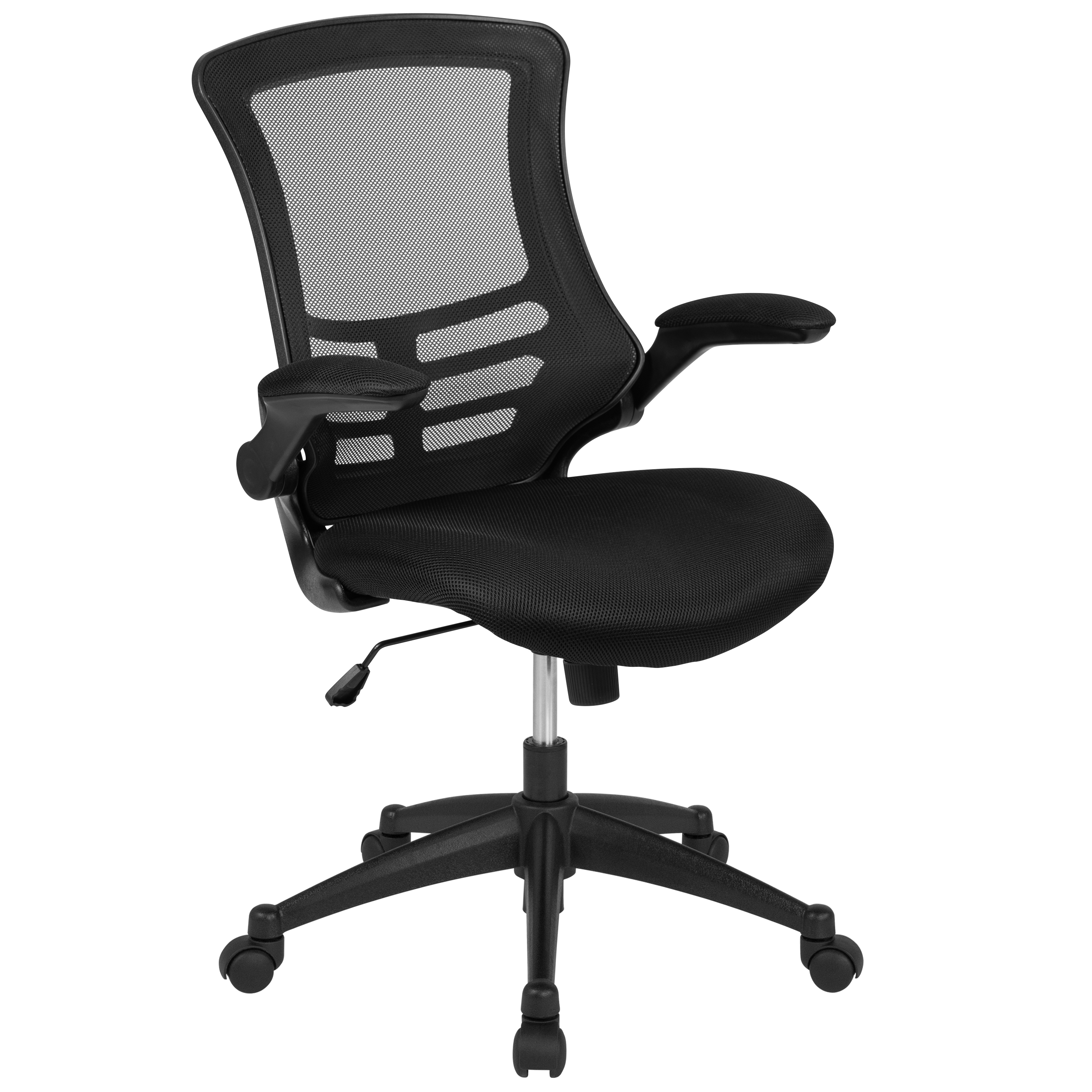 Flash Furniture BL-X-5M-BK-GG Mid-Back Black Mesh Swivel Ergonomic Task Office Chair with Flip-Up Arms