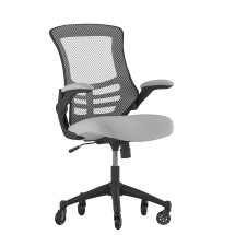 Flash Furniture BL-X-5M-DKGY-RLB-GG Mid-Back Dark Gray Mesh Swivel Ergonomic Task Office Chair with Flip-Up Arms and Transparent Roller Wheels