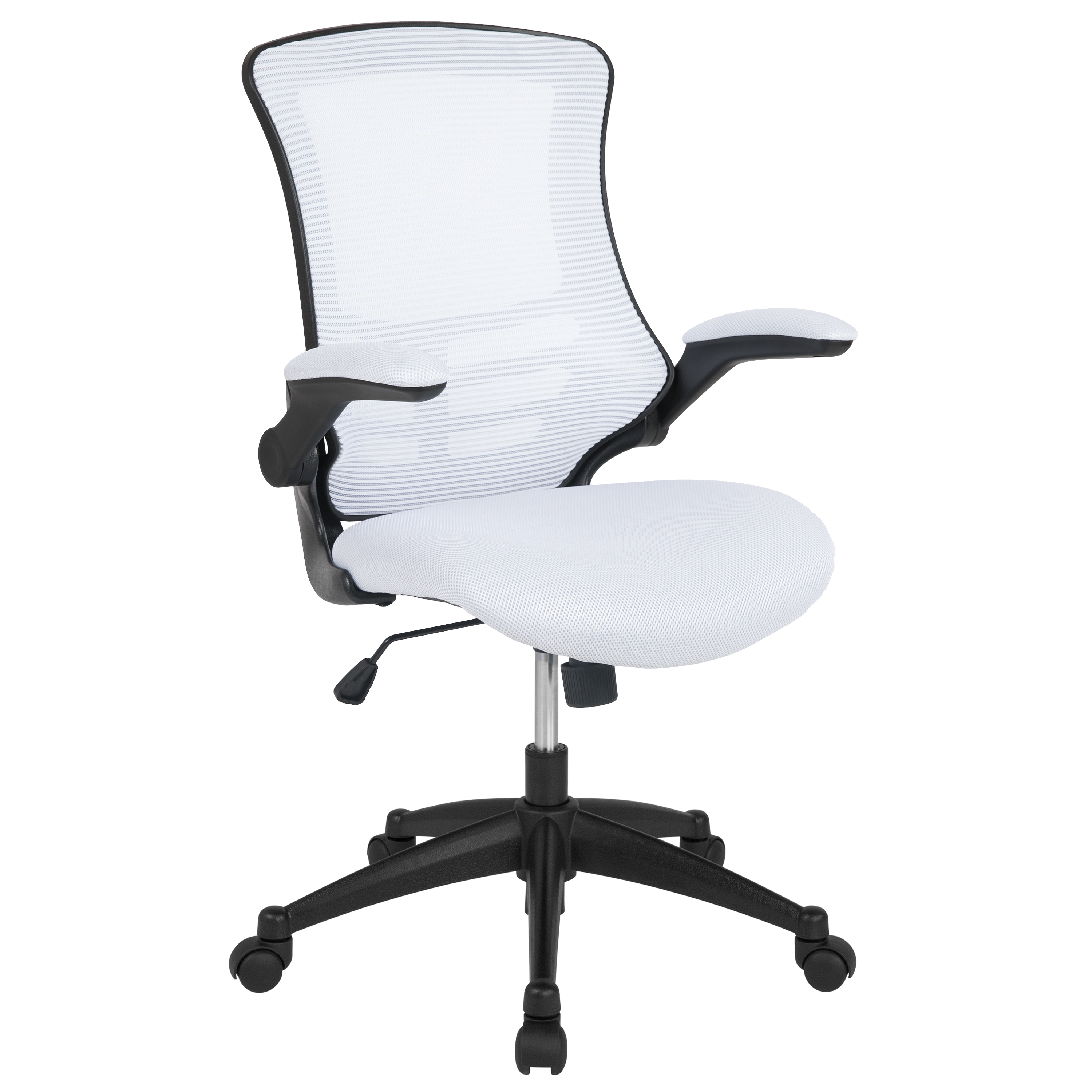 Flash Furniture BL-X-5M-WH-GG Mid-Back White Mesh Swivel Ergonomic Task Office Chair with Flip-Up Arms
