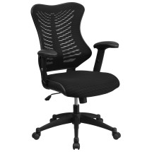 Flash Furniture BL-ZP-806-BK-GG High Back Designer Black Mesh Executive Swivel Ergonomic Office Chair with Adjustable Arms