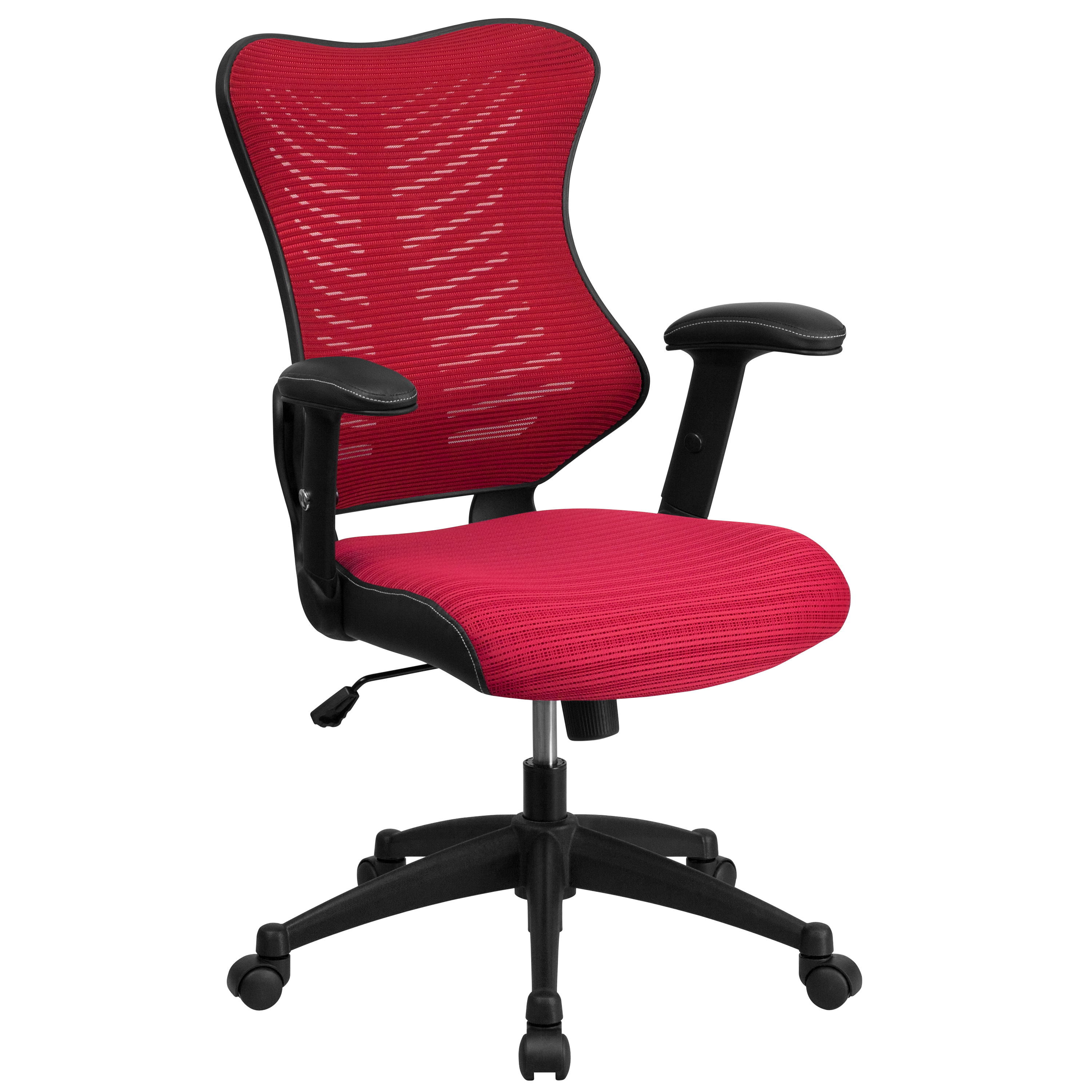 Flash Furniture BL-ZP-806-BY-GG High Back Designer Burgundy Mesh Executive Swivel Ergonomic Office Chair with Adjustable Arms