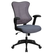 Flash Furniture BL-ZP-806-GY-GG High Back Designer Gray Mesh Executive Swivel Ergonomic Office Chair with Adjustable Arms