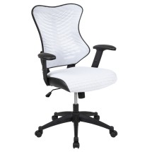 Flash Furniture BL-ZP-806-WH-GG High Back Designer White Mesh Executive Swivel Ergonomic Office Chair with Adjustable Arms