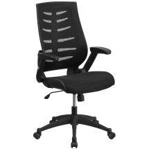 Flash Furniture BL-ZP-809-BK-GG High Back Designer Black Mesh Executive Swivel Ergonomic Office Chair with Height Adjustable Flip-Up Arms