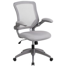 Flash Furniture BL-ZP-8805-GY-GG Mid-Back Gray Mesh Swivel Ergonomic Task Office Chair with Gray Frame and Flip-Up Arms