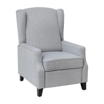 Flash Furniture BO-BS7002-1-GY-GG Traditional Style Slim Gray Polyester Push Back Wingback Recliner with Accent Nail Trim