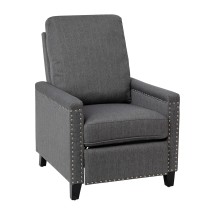 Flash Furniture BO-BS7003-GY-GG Transitional Style Gray Fabric Push Back Pillow Back Recliner with Accent Nail Trim