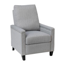 Flash Furniture BO-BS7003-LGY-GG Transitional Style Light Gray Fabric Push Back Pillow Back Recliner with Accent Nail Trim