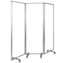 Flash Furniture BR-PTT001-3-AC-60183-GG 3-Section Transparent Acrylic Mobile Partition with Lockable Casters, 72"H x 71.25"L