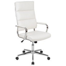 Flash Furniture BT-20595H-2-WH-GG High Back White LeatherSoft Contemporary Panel Executive Swivel Office Chair