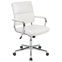 Flash Furniture BT-20595M-2-WH-GG Mid-Back White LeatherSoft Contemporary Panel Executive Swivel Office Chair