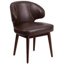 Flash Furniture BT-4-BN-GG Comfort Back Series Brown LeatherSoft Side Reception Chair with Walnut Legs