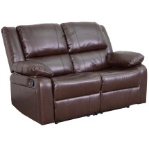 Flash Furniture BT-70597-LS-BN-GG Harmony Series Brown LeatherSoft Loveseat with Two Built-In Recliners