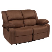 Flash Furniture BT-70597-LS-BN-MIC-GG Harmony Series Chocolate Brown Microfiber Loveseat with Two Built-In Recliners