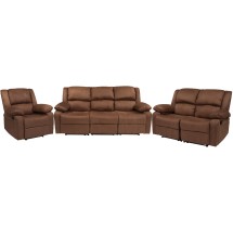 Flash Furniture BT-70597-RLS-SET-BN-MIC-GG Harmony Series Chocolate Brown Microfiber Reclining Sofa Set
