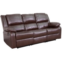 Flash Furniture BT-70597-SOF-BN-GG Harmony Series Brown LeatherSoft Sofa with Two Built-In Recliners