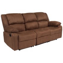 Flash Furniture BT-70597-SOF-BN-MIC-GG Harmony Series Chocolate Brown Microfiber Sofa with Two Built-In Recliners