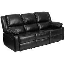 Flash Furniture BT-70597-SOF-GG Harmony Series Black LeatherSoft Sofa with Two Built-In Recliners